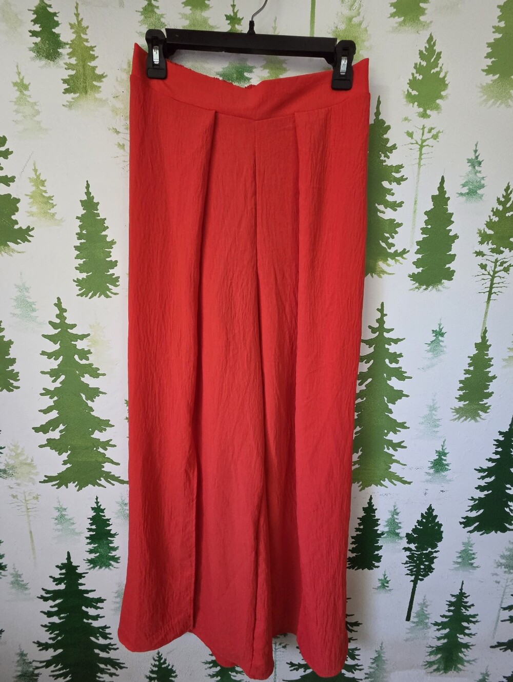 Ces Femme Vibrant Red High-Waist Palazzo Pants